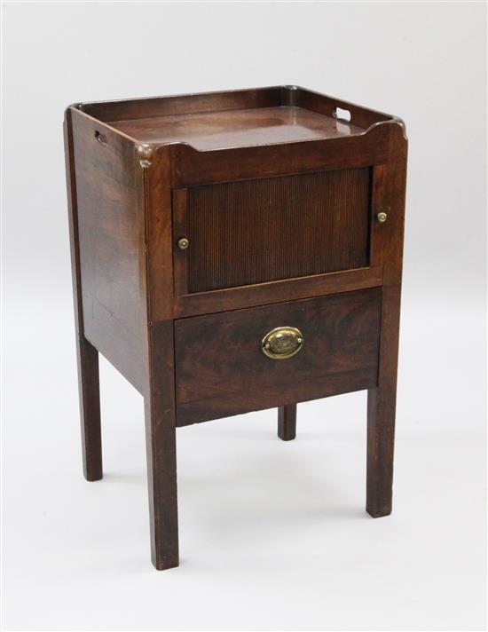 A George III mahogany tray top commode, W.1ft 8in.